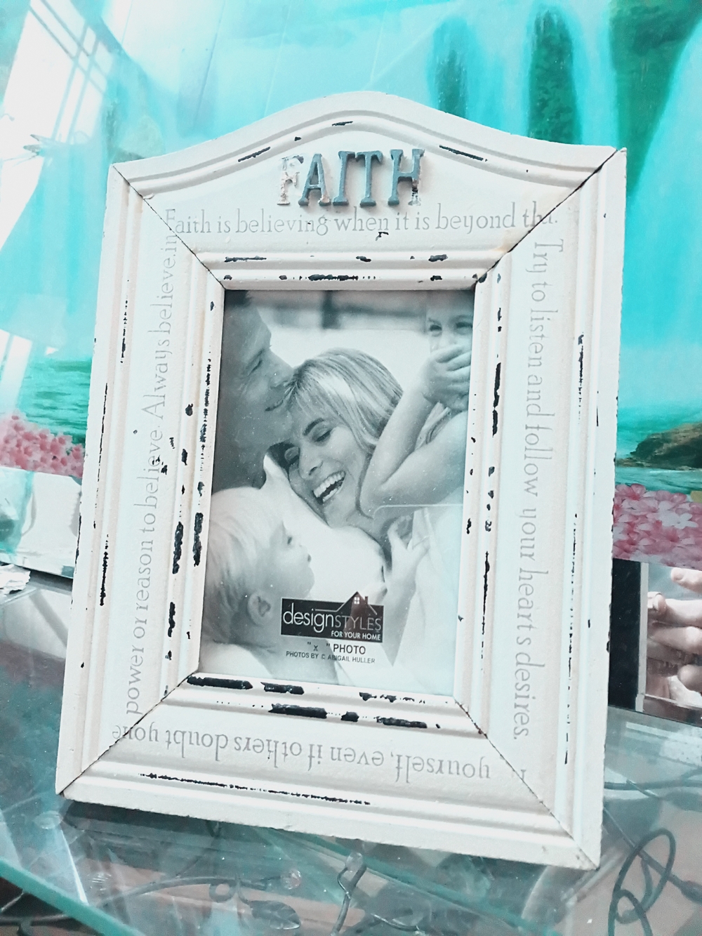 White 'Faith' Distressed Picture Frame